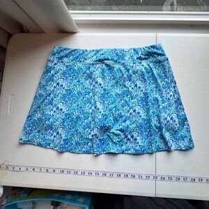 SmashGal Co. Blue Teal Peacock Print Athletic Tennis Golf Skort Large